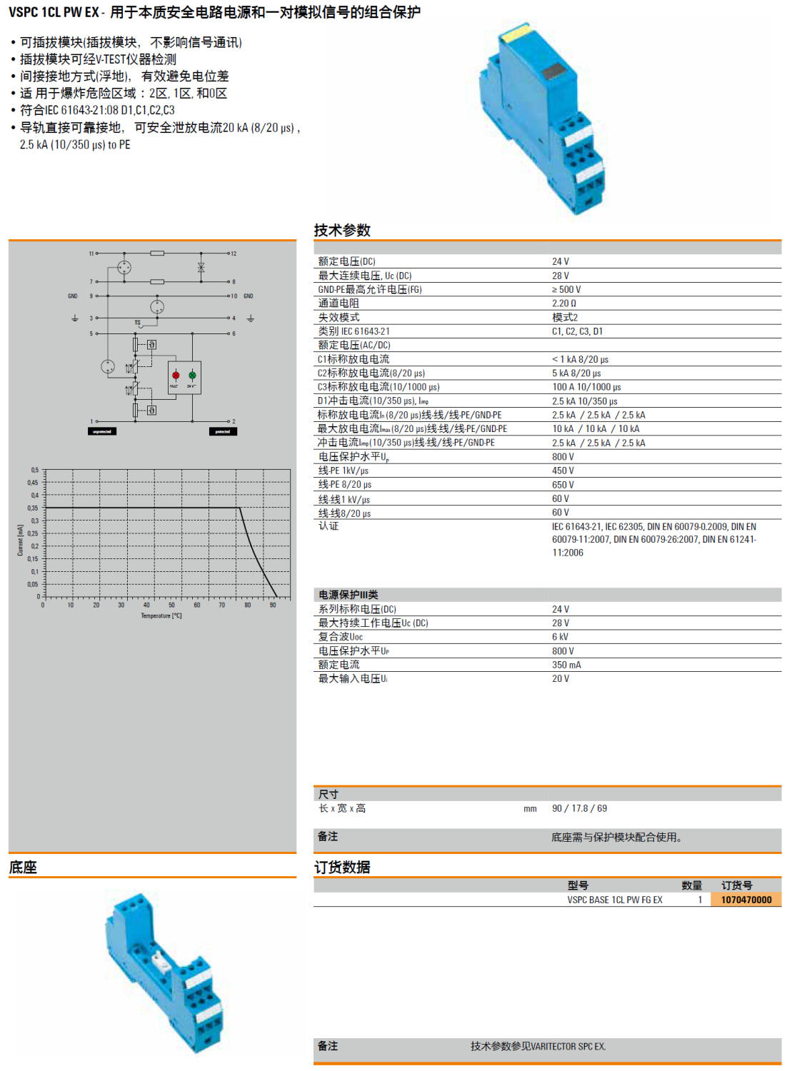 VSPC BASE 1CL PW FG EX：魏德米勒本質安全電路電源與模擬信號電涌保護器的創新融合